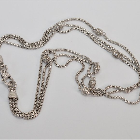 Judith Ripka Triple Strand Station Necklace w CZ Elements - Picture 2 of 6